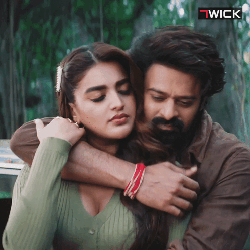 Prabhas hugging Agarwal romantic Gif